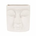 Howard Elliott Abstract Buddha Face In Eggshell White Ceramic Wall Vase 34092